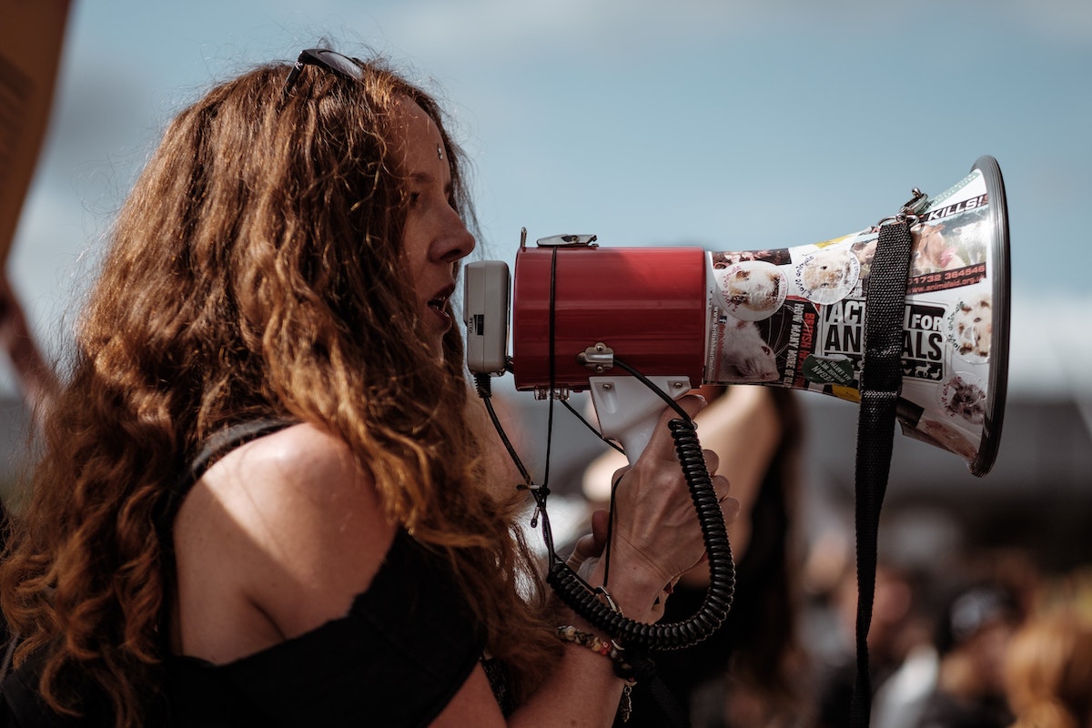 Casting the right voice actor: woman with megaphone