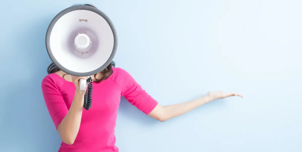 Text-to-speech: woman holding megaphone